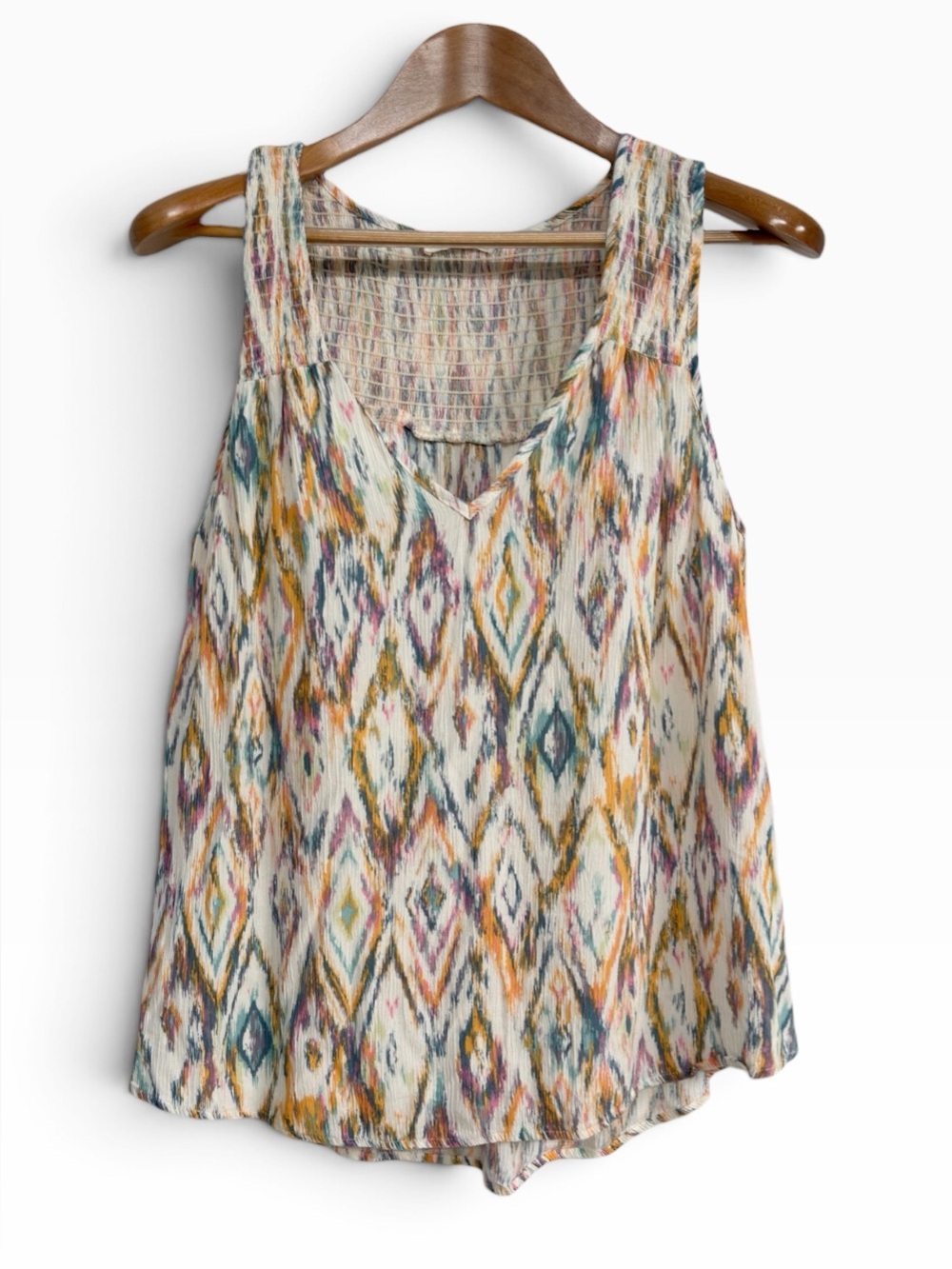 Lovestitch Medium Multicolor Tribal Ikat Print Sleeveless V-Neck Flowy Tank Cami